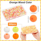 1 Box 500Pcs Round Matte Beads Opaque Acrylic Beads 8mm Ball Frosted Orange Imitated Silicone Bubblegum Smooth Rubberized Spacer Loose Bead for Jewelry Making Bracelet Necklace DIY Crafts - color: Orange