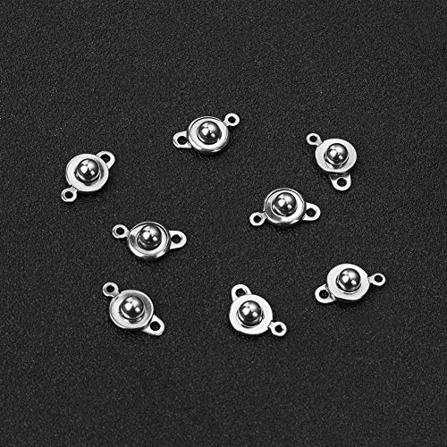 PH PandaHall 10 Sets 304 Stainless Steel Snap Button Clasps Ball & Socket Snap Clasps Fastener Clasp for Necklace Bracelet DIY Craft - color: Stainless Steel Color