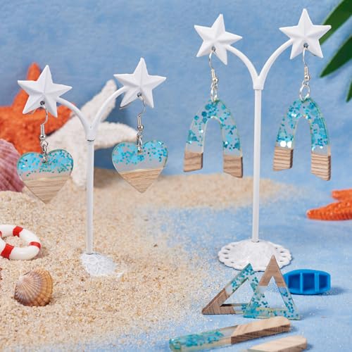 Beadthoven Sea Blue Charms for Earrings Making, 20pcs/10 Pairs Resin Wood Pendants DIY Women Necklace Wooden Pendants Supplies for Jewelry Making Bookmarks Ornaments Dangle Crafts - color: Blue Sequins