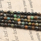 Song Xi 90pcs 4mm Natural African Turquoise Gemstone Beads Faceted Round Loose Stone Beads for Jewelry Making - color: African Turquoise, size: 3.7-4.2mm