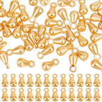 Beebeecraft 1 Box 80Pcs Teardrop Charms Dangle End Beads Extender Chain Drop Water Charms for Jewelry Making Findings - color: Gold, size: 6x3mm