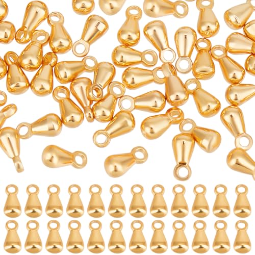 Beebeecraft 1 Box 80Pcs Teardrop Charms Dangle End Beads Extender Chain Drop Water Charms for Jewelry Making Findings - color: Gold, size: 6x3mm