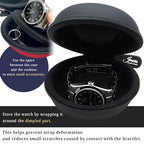 Watch Travel Case, Shock-Tested Single Watch Case for Wristwatches & Smart Watches, Leather Black - color: Leather Black