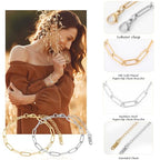 Wurosi 30PCS 18K Gold Plated Charm Bracelet Chains 6.3Inch Stainless Steel Bracelets Chain Bulk Link Bracelet with Lobster Clasps for Women DIY Bracelets Crafts Supplies(Gold+Silver) - color: Bracelets 30 PCS Gold+Silver