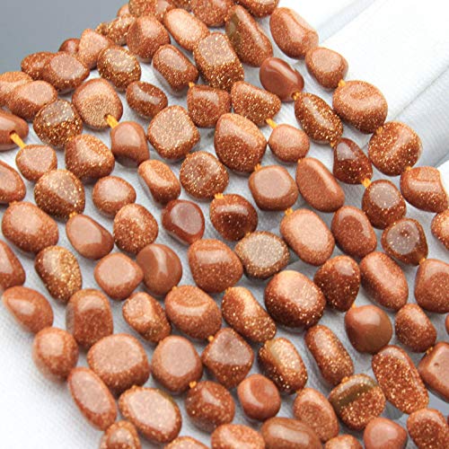 MJDCB Natural Irregular Shape Stone Beads 6-8mm Gold Sand Stone Gemstone Energy Cured for Jewelry Making Necklaces - color: Gold Sand Stone