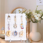 2 Pcs Wooden Pegboard Display Stand with 20 Pcs Metal Hooks for Craft Shows 17" X 13" Jewelry and Key Ring Retail Display Racks Retail Rack Pegboard Display Board for Selling Peg Board Rack Organizer