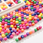 8mm Acrylic Beads 600pcs Round Letter Bead Multicolor Spacer Bubble Beads Plastic Crafts Bead for DIY Necklaces Bracelets Earrings Jewelry Making (Letters) - color: rose pink&green&blue