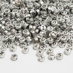 1000pcs Silvery Letter Beads for Bracelets, 4x7mm Black Alphabet A-Z Beads for Jewelry Making Friendship Bracelets (4 * 7 Silver) - color: 4x7mm silver