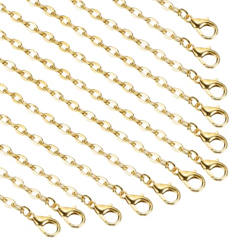 HARFINGTON 20 Pack 18 Inch Necklace Chains Bulk 3.2mm Gold Plated Cable Chains with Lobster Clasps for Jewelry Making - color: Gold, size: 18 Inch x 3.2mm