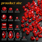 1500 Pcs Crystal Glass Beads for Jewelry Making – 12 Styles Bicone, Rondelle, Cube, Teardrop & 3mm Spacer Beads, DIY Bracelet Necklace Earring Craft Kit with Organizer Box(Red) - color: Red