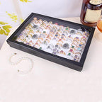 ZLY Jewelry Rings Display Tray Velvet 100 Slot Case Box Jewelry Storage Box - color: Black