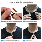 DIBOLA Padlock Necklace Stainless Steel Lock Chain for Men Women Silver 18-24 inch - color: Silver1
