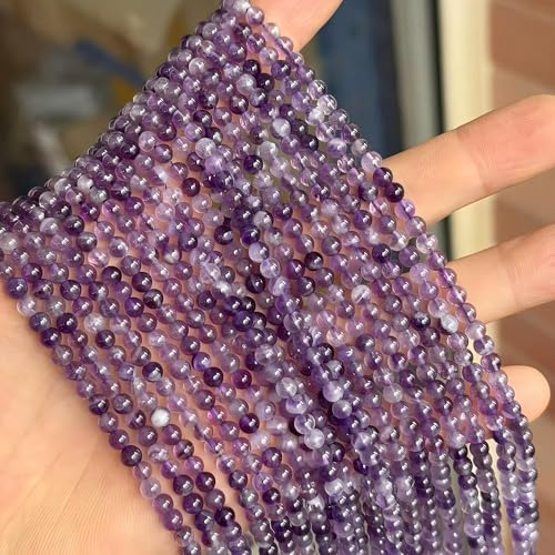 MJDCB Natural Dreamy Amethyst Beads Round Stone Beads DIY Loose Beads for Jewelry Making Beads 15" (4mm) - color: Dreamy Amethyst, size: 4mm
