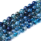 36pcs 10mm Natural Blue Dragon Vein Agate Stone Beads Crystal Healing Energy Beads for Jewelry Making DIY Bracelet Necklace Earrings 15" (Blue Dragon Vein Agate, 10mm) - color: Blue Dragon Vein Agate, size: 10mm