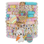 Twinfree Bohemia Beaded Bracelet for Women, Polymer Clay Stretch Bracelets - color: color 40
