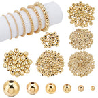 PH PandaHall 600pcs 18k Gold Spacers Beads, 6 Size Little Round Loose Beads Smooth Gold Ball Brass Beads for Summer Hawaii Stackable Necklace, Bracelet, Earring Making (2/3/4/5/6/8mm) - size: 2/3/4/5/6/8mm