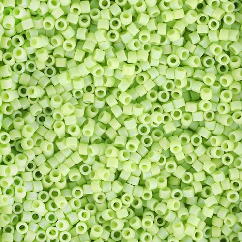 Miyuki Delica Seed Beads – Size 11/0 (1.6 mm), DB0876, Matte Opaque Chartreuse AB, 7.2 g, Approx. 1440 Beads, Made in Japan - color: DB0876 - Matte Opaque Chartreuse AB