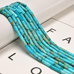 30 Pcs 4x13mm Turquoise Blue Sea Sediment Imperial Jasper Round Tube Beads for Jewelry Making Bracelets DIY Crafts - color: Turquoise Blue Sea Sediment Jasper, size: 4x13mm