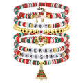 Emibele Colorful Stretch Bracelet Stack Boho Beaded Bracelet Set Heishi Surfer Bracelet Stackable Y2K Trendy Jewelry Friendship Multiple Set Women Fans - style: Red & Green 7PCS