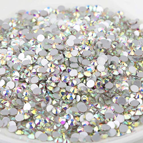 beadsland Flat Back Crystal Rhinestones Round Gems for Nail Art and Craft Glue Fix, CrystalAB (6.4-6.6mm) SS30/288pcs - color: Crystal AB, size: SS30/288pcs
