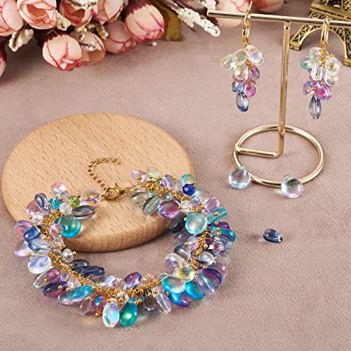 Craftdady 100Pcs Glass Teardrop Beads 10 Colors Transparent Water Drop Top Drilled Glass Crystal Loose Beads Charms for DIY Jewelry Crafts Making - color: 10 Colors, 6~9x9~12mm