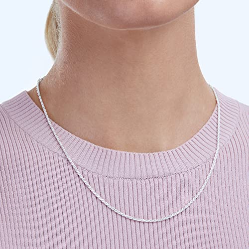 Amazon Essentials Sterling Silver Diamond Cut 14 Inches Rope Chain Necklace - color: Silver, size: 18"