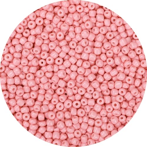 2000pcs Candy Pink Glass Seed Beads, Colorful Tiny 4mm Beads for Jewelry Making, Beading Supplies. - color: Candy Pink