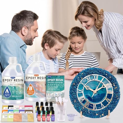 IGaiety 1 Gallon Epoxy Resin, Epoxy Resin Kit, Crystal Clear Epoxy Kit, No Yellowing Self-Leveling Deep Pour Epoxy Resin High-Glossy Casting Perfect for Crafts, Table Tops(0.5 Gallon x 2) - size: 1 Gallon