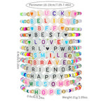 Friendship Bracelets Boho Stackable Bracelets for Women Surfer Heishi Clay Bead Bracelets Stretch Preppy Bracelets Colorful Boho Bracelets for Women - color: 12pcs LUCKY(night light)