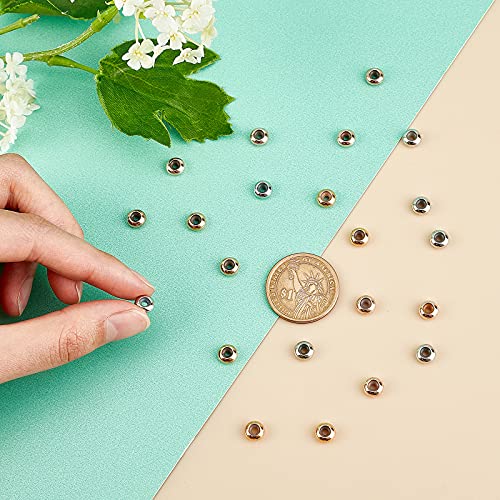 PH PandaHall 60pcs Brass Silicone Slider Beads, 3 Color 7mm Stopper Beads Slider Clasps for DIY European Bracelets Necklaces Jewelry Making