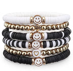 JIASHUYEYE Preppy Bracelets for Teen Girls - Stackable Boho Surfer Friendship Bracelets Set for Little Girls & Women - style: White Black