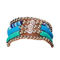 COLORFUL BLING 5-12Pcs Bohemian Love Heart Bead Bracelets for Women Vinyl Disc Heishi Surfer Stackable Stretch Bracelet Summer Beach Boho Jewelry - color: 5pcs blue