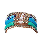 COLORFUL BLING 5-12Pcs Bohemian Love Heart Bead Bracelets for Women Vinyl Disc Heishi Surfer Stackable Stretch Bracelet Summer Beach Boho Jewelry - color: 5pcs blue