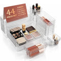 44 Pcs Makeup Drawer Organizer Set, 4 Sizes Versatile Vanity Drawer Organizer for Makeup, Non-Slip Desk Organizer Trays for Bathroom, Bedroom, Office, Fits Jewelry and Office Supplies - size: 44Pack