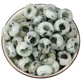 Nupuyai Pack of 30 Large Hole Stone Loose Beads for Jewelry Making, Polished Rondelle European Beads fit Charms Bracelet, Sesame Jasper - color: Light Blue & Black, size: 14x8mm