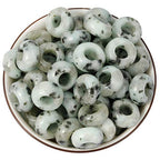 Nupuyai Pack of 30 Large Hole Stone Loose Beads for Jewelry Making, Polished Rondelle European Beads fit Charms Bracelet, Sesame Jasper - color: Light Blue & Black, size: 14x8mm