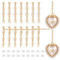 BENECREAT 16Pcs Real 18K Gold Plated Brass Stud Earring Findings, Bamboo Shape Earring Finding Plugs with 40Pcs Plastic Ear Nuts for Earring Making Supplies - color: Bamboo