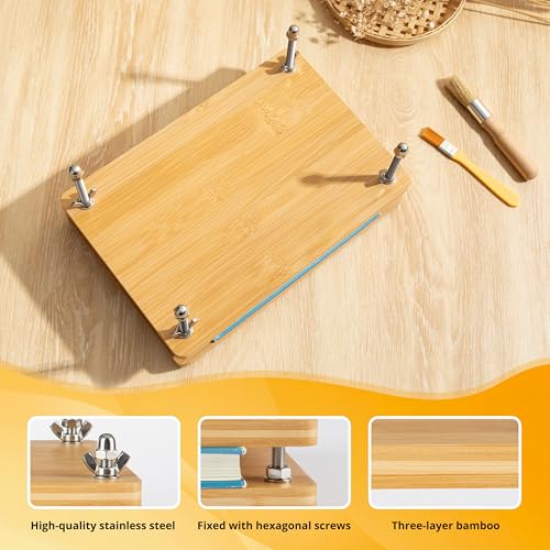Bamboo Wooden Book Press for Bookbinding - Portable Bookbinding Machine and Book Press (11.6 x 7.9 inches) - style: Bamboo Book Press