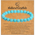 MAIBAOTA Healing Crystal Bracelet for Women Men, 8/4 mm Natural Stone Beaded Bracelets, Jewelry Birthday Gifts, Round Gemstones Stretch Bracelets - color: Green-Turquoise, size: 8 mm