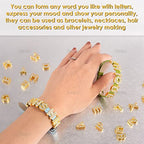AUEAR, 26 Pack Gold A-Z 8mm Full Rhinestone Slide Charms Crystal Alphabet Letter Alloy for Bracelets Necklace Wristbands DIY Jewelry Making - color: Gold, size: 26 Pack