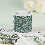 UMAOKANG 33 Feet Green Enamel Beaded Chain for Jewelry Making Stainless Steel Thin Chains Necklace Bracelet DIY Bulk Chain - color: Green-Silver