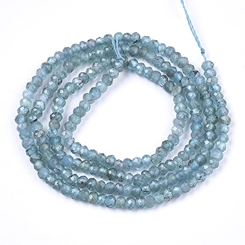 Cheriswelry 3 Strand 3mm Natural Apatite Stone Beads Rondelle Faceted Tiny Gemstone Loose Spacer Abacus Beads Charms for DIY Craft Earring Bracelet Necklace Jewelry Making 185pcs/Strand - color: Natural Apatite