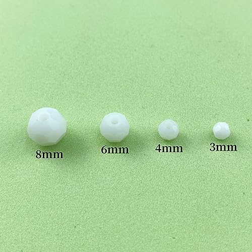 400pcs 3mm Round Crystal Glass Beads Round Faceted Spacer Beads for Jewelry Making Bracelet Earring Necklace Wind Chimes Suncatchers DIY Craft Making Supplies(White Series) - color: White Series, size: 3mm