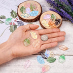 Glass Leaf Beads Crystal Glass Leaf Charms Transparent Leaves Pendants Tiny Green Leaf Bead Caps for Christmas Earring Bracelet Jewelry Making DIY Keychain Craft - color: 10 Colors-Feather Leaf