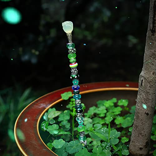 European Large Hole Beads Spacer Beads Charm Fairy Wands Beads Rhinestone Craft Beads for DIY Bracelet Jewelry Making (Green) - color: Green