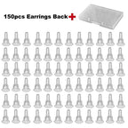 Clear Silicone Earring Backs - 150 Pcs / 75 Pairs Hypoallergenic Secure Push-Back Earring Stoppers for Stud Earrings, 10x6mm Full-Cover Studs Dust-Proof… - color: Silicon Full Style
