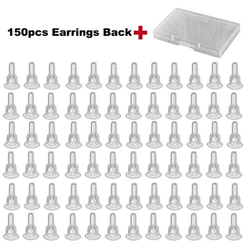Clear Silicone Earring Backs - 150 Pcs / 75 Pairs Hypoallergenic Secure Push-Back Earring Stoppers for Stud Earrings, 10x6mm Full-Cover Studs Dust-Proof… - color: Silicon Full Style