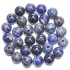 AD Beads Natural Gemstone 10mm Round Loose Beads Big Hole 2mm Sized 30pcs (Blue Sodalite) - color: Blue Sodalite