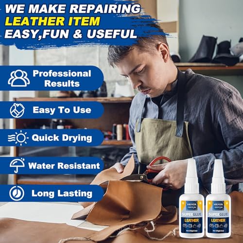 Meuvcol Leather Glue 100g, Fast-Setting Leather Repair Adhesive for Purses, Shoes, Car Seats, Suede & Upholstery, Clear-Drying Strong Bond for Leather, Includes 6 Precision Tips - size: 100g, style: Leather Glue