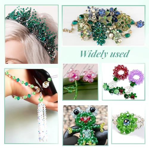 TOAOB 1000pcs Briolette Crystals Glass Beads 4mm 6mm 8mm Rondelle Faceted Spacer Beads Green Loose Beads for Bracelets Necklace Earrings Jewelry Making - color: Green
